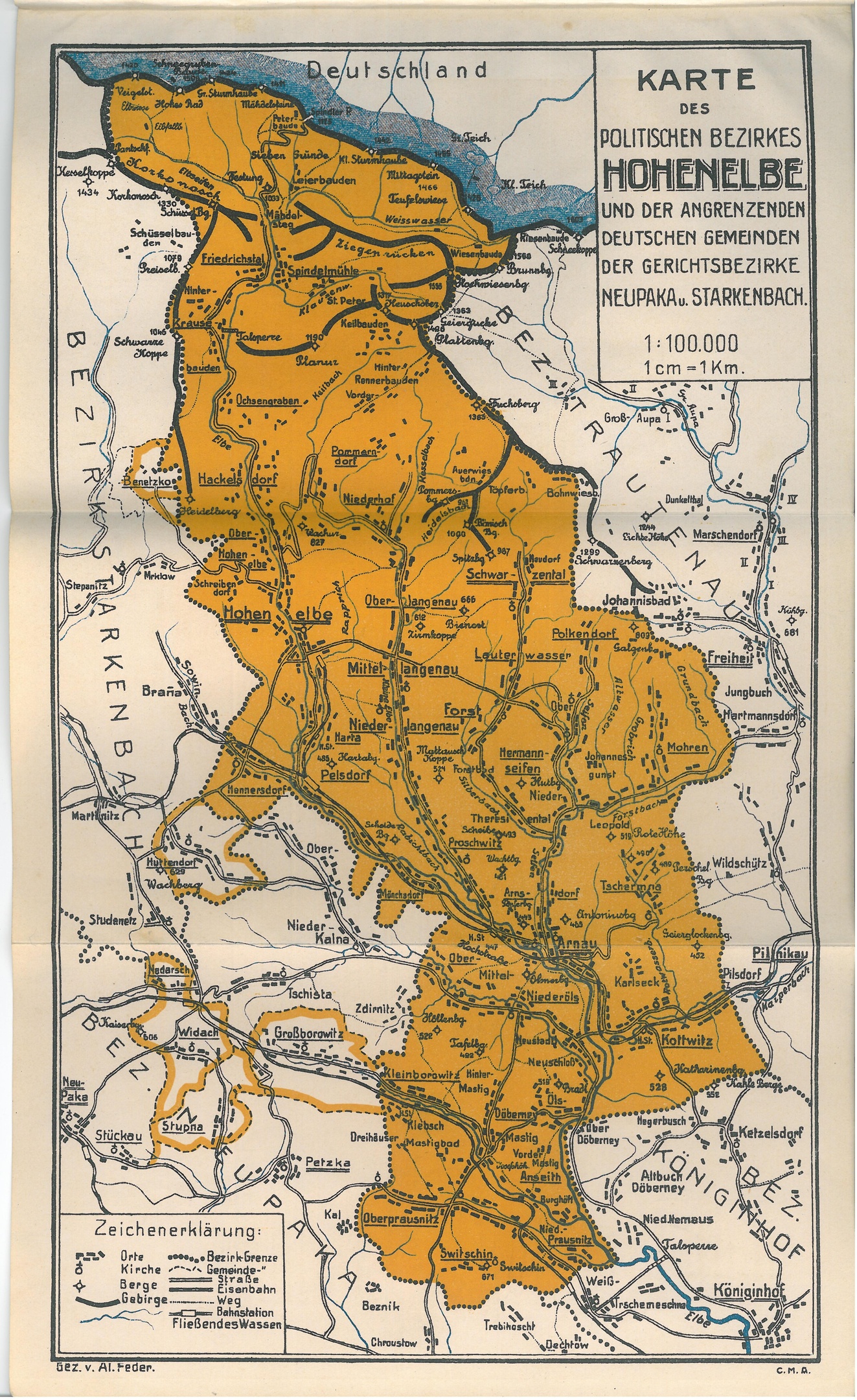 mapa okresu Vrchlabí